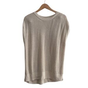 Zara Cream Scoop Neck Linen Knit Sweater Vest